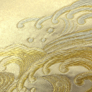 Fukuro Obi Vintage(1950-1980) Gold Curling Wave Silk BB185V1