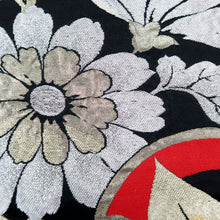 Load image into Gallery viewer, Fukuro Obi Vintage(1950-1980) Black Gold Red Maple Leaf Silk BB210V2
