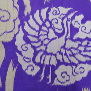 KK1273B5 Silk Kimono Fabric Vintage(1920-1950) Meisen Crane Butterfly Purple 56.7x12.6in(144x32cm)