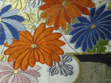 Load image into Gallery viewer, Fukuro Obi Vintage(1950-1980) Black Gold Peony Chrysanthemum Silk BB93W6

