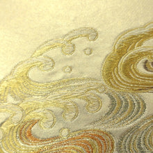 Load image into Gallery viewer, Fukuro Obi Vintage(1950-1980) Gold Curling Wave Silk BB185V1
