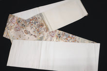 Load image into Gallery viewer, Fukuro Obi Gold White Butterfly Chrysanthemum Silk BB147W9
