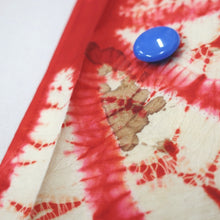 Load image into Gallery viewer, KK1015B1 Silk Kimono Fabric Vintage(1920-1950) Shibori Cream white Red 52.0x26.4in(132x67cm)
