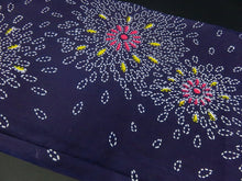 Load image into Gallery viewer, FF2503A Cotton Kimono Fabric Vintage(1950-1980) Fireworks Navy 39.4x11.8in(100x30cm)
