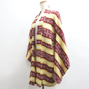 Haori Jacket Vintage(1950-1980) Light Yellow Reddish Brown Shibori Silk #9027D1