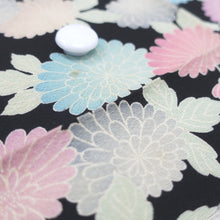 Load image into Gallery viewer, KK980A9 Silk Kimono Fabric Vintage(1950-1980) Chrysanthemum Black 59.4x12.6in(151x32cm)
