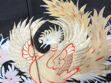 Load image into Gallery viewer, BCF#2914 Silk Tomesode Fabric Vintage(1950-1980) Embroidery Phoenix 41.3x15.0in(105x38cm)
