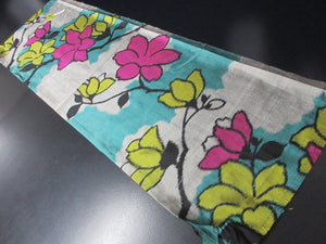 ACH#800 Silk Kimono Fabric Vintage Meisen Flower 41.3x13.4in(105x34cm)