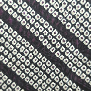 Haori Jacket Vintage(1950-1980) Black Dark Purple Full Shibori Stripes Silk #9216E2