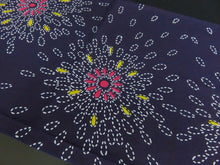 Load image into Gallery viewer, FF2503B Cotton Kimono Fabric Vintage(1950-1980) Fireworks Navy 39.4x11.8in(100x30cm)
