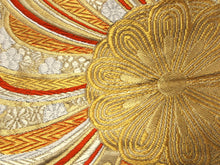 Load image into Gallery viewer, Fukuro Obi Vintage(1950-1980) Black Gold Chrysanthemum Silk BB112W7
