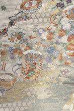 Load image into Gallery viewer, Fukuro Obi Gold White Butterfly Chrysanthemum Silk BB147W9
