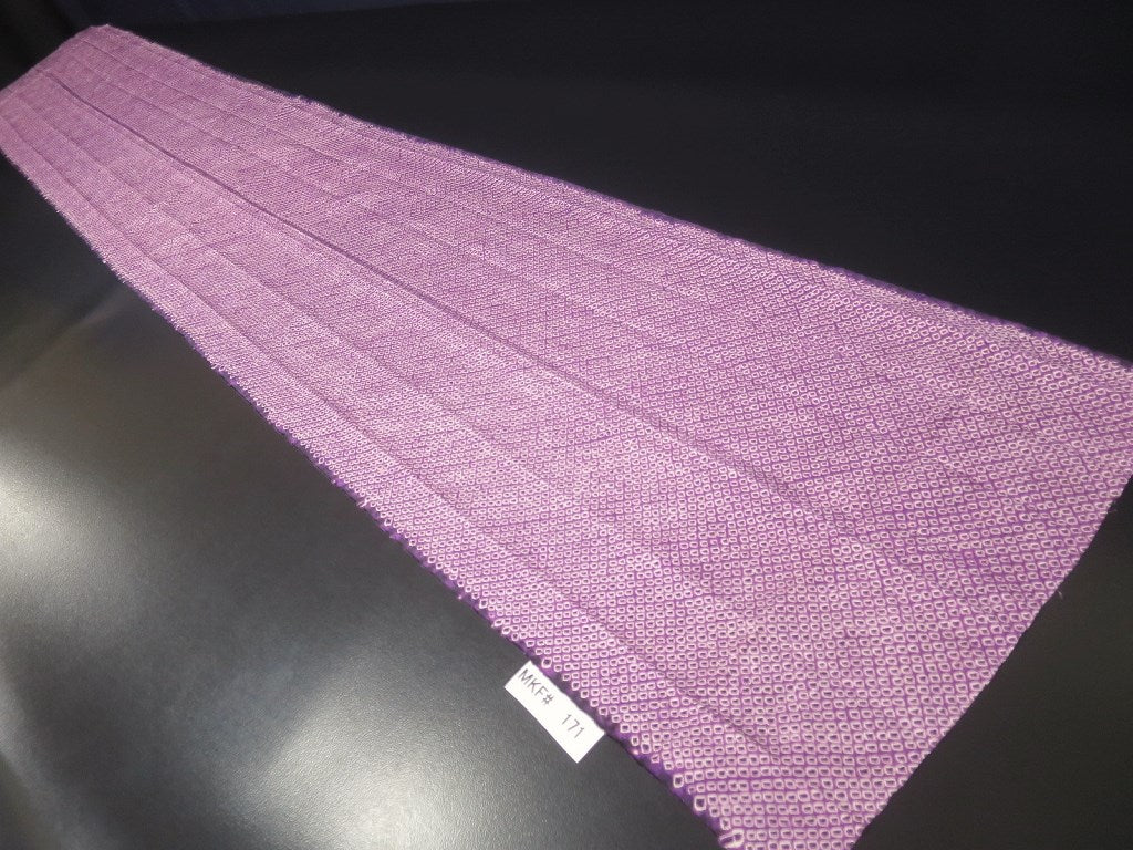MKF#171 Silk Kimono Fabric Vintage(1950-1980) Shibori Purple 85.0x13.0in(216x33cm)