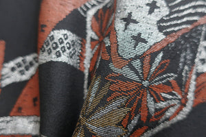 Haori Jacket Vintage(1950-1980) Black Chrysanthemum Urushi Silk #8686J1