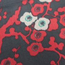 Load image into Gallery viewer, KK1092B3 Silk Kimono Fabric Vintage(1920-1950) Ume Branch Meisen Black Red 44.9x11.8in(114x30cm)
