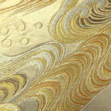 Load image into Gallery viewer, Fukuro Obi Vintage(1950-1980) Gold Curling Wave Silk BB185V1
