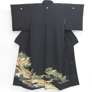 Tomesode Black Crane Birds Silk #9314F2