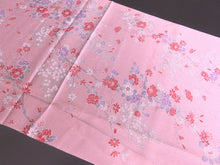 Load image into Gallery viewer, FF2612A Silk Kimono Fabric Vintage(1950-1980) Flower Pink 67.3x12.6in(171x32cm)
