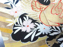 Load image into Gallery viewer, BCF#2914 Silk Tomesode Fabric Vintage(1950-1980) Embroidery Phoenix 41.3x15.0in(105x38cm)
