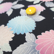 Load image into Gallery viewer, KK980A9 Silk Kimono Fabric Vintage(1950-1980) Chrysanthemum Black 59.4x12.6in(151x32cm)
