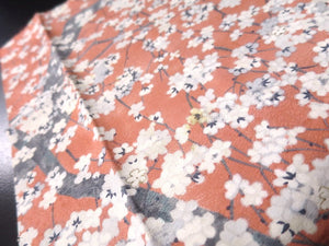 MKF#8 Silk Kimono Fabric Vintage(1950-1980) Plum blossom Rinzu Pink 59.1x13.0in(150x33cm)
