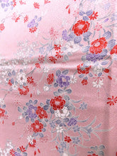 Load image into Gallery viewer, FF2612A Silk Kimono Fabric Vintage(1950-1980) Flower Pink 67.3x12.6in(171x32cm)
