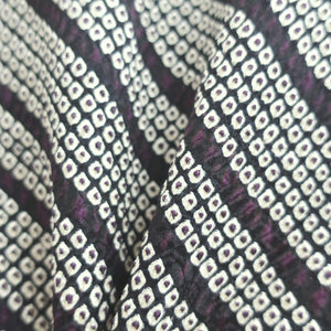 Haori Jacket Vintage(1950-1980) Black Dark Purple Full Shibori Stripes Silk #9216E2