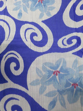 Load image into Gallery viewer, MKF#202 Silk Kimono Fabric Vintage(1920-1950) Meisen Leaf Blue 56.3x13.0in(143x33cm)
