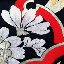 Load image into Gallery viewer, Fukuro Obi Vintage(1950-1980) Black Gold Red Maple Leaf Silk BB210V2
