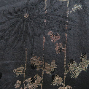 Haori Jacket Vintage(1950-1980) Black Gold Chrysanthemum Silk #9533H2