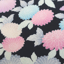 Load image into Gallery viewer, KK980A9 Silk Kimono Fabric Vintage(1950-1980) Chrysanthemum Black 59.4x12.6in(151x32cm)
