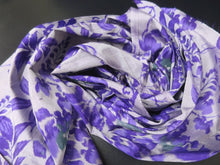 Load image into Gallery viewer, MKF#136 Silk Kimono Fabric Vintage(1920-1950) Meisen Flower Gray Purple 57.1x13.4in(145x34cm)

