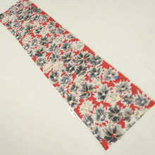 Load image into Gallery viewer, KK1274B5 Silk Kimono Fabric Vintage(1920-1950) Meisen Flower Red 54.3x12.2in(138x31cm)
