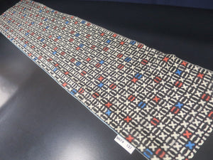 MKF#137 Silk Kimono Fabric Vintage(1920-1950) Meisen White Black 63.8x13.4in(162x34cm)
