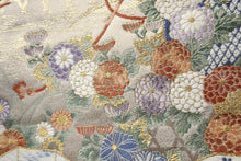 Load image into Gallery viewer, Fukuro Obi Gold White Butterfly Chrysanthemum Silk BB147W9
