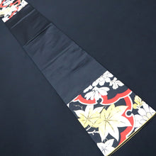 Load image into Gallery viewer, Fukuro Obi Vintage(1950-1980) Black Gold Red Maple Leaf Silk BB210V2

