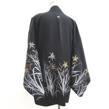 Load image into Gallery viewer, Haori Jacket Vintage(1950-1980) Black Silver Gold Narcissus Silk #9451G3
