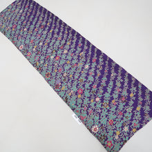 Load image into Gallery viewer, KK1200B4 Silk Kimono Fabric Vintage(1920-1950) Flower Rinzu Purple 50.0x13.4in(127x34cm)
