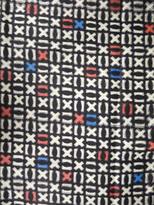MKF#137 Silk Kimono Fabric Vintage(1920-1950) Meisen White Black 63.8x13.4in(162x34cm)