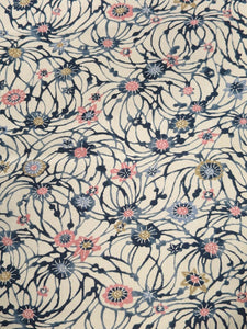 MKF#218 Silk Kimono Fabric Vintage(1950-1980) Flower Cream white 61.0x12.6in(155x32cm)