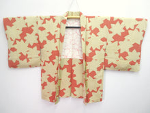 Load image into Gallery viewer, Haori Jacket Vintage(1950-1980) Light Yellow brown Vermillion Maple Leaf Silk #7827L1
