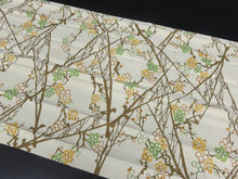 Load image into Gallery viewer, KK779A6 Silk Kimono Fabric Vintage(1950-1980) Plum Blossom Cream Yellow 70.9x11.8in(180x30cm)
