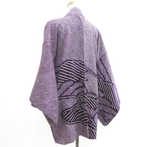 Haori Jacket Vintage(1950-1980) Purple Full Shibori Mountain Landscape Silk #9217E2