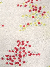 Load image into Gallery viewer, MKF#113 Silk Kimono Fabric Vintage(1950-1980) Maple Leaf Rinzu Cream white 59.1x13.0in(150x33cm)
