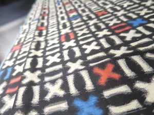MKF#137 Silk Kimono Fabric Vintage(1920-1950) Meisen White Black 63.8x13.4in(162x34cm)