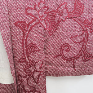 Haori Jacket Vintage(1950-1980) Wine red Full Shibori Flower Silk #9437G3