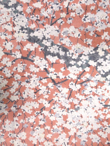 MKF#8 Silk Kimono Fabric Vintage(1950-1980) Plum blossom Rinzu Pink 59.1x13.0in(150x33cm)