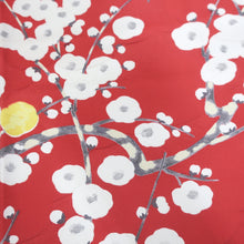 Load image into Gallery viewer, KK999B1 Silk Kimono Fabric Vintage(1950-1980) Plum blossom Rinzu Red 60.2x12.6in(153x32cm)
