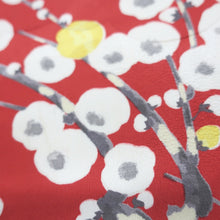 Load image into Gallery viewer, KK999B1 Silk Kimono Fabric Vintage(1950-1980) Plum blossom Rinzu Red 60.2x12.6in(153x32cm)
