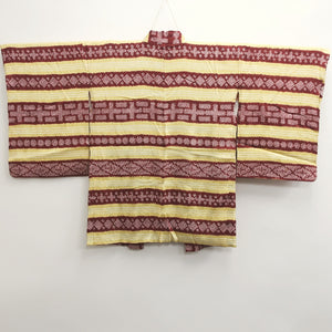 Haori Jacket Vintage(1950-1980) Light Yellow Reddish Brown Shibori Silk #9027D1